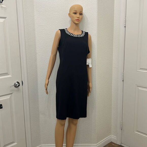Liz Claiborne Career Dress Large Black Sleeveless - Picture 1 of 11